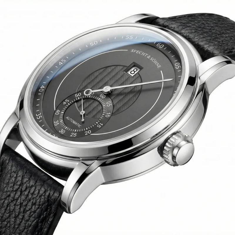 Pulseira de couro legítimo premium e caixa em aço inoxidável 316L grau cirúrgico - relógio de pulso masculino resistente e durável